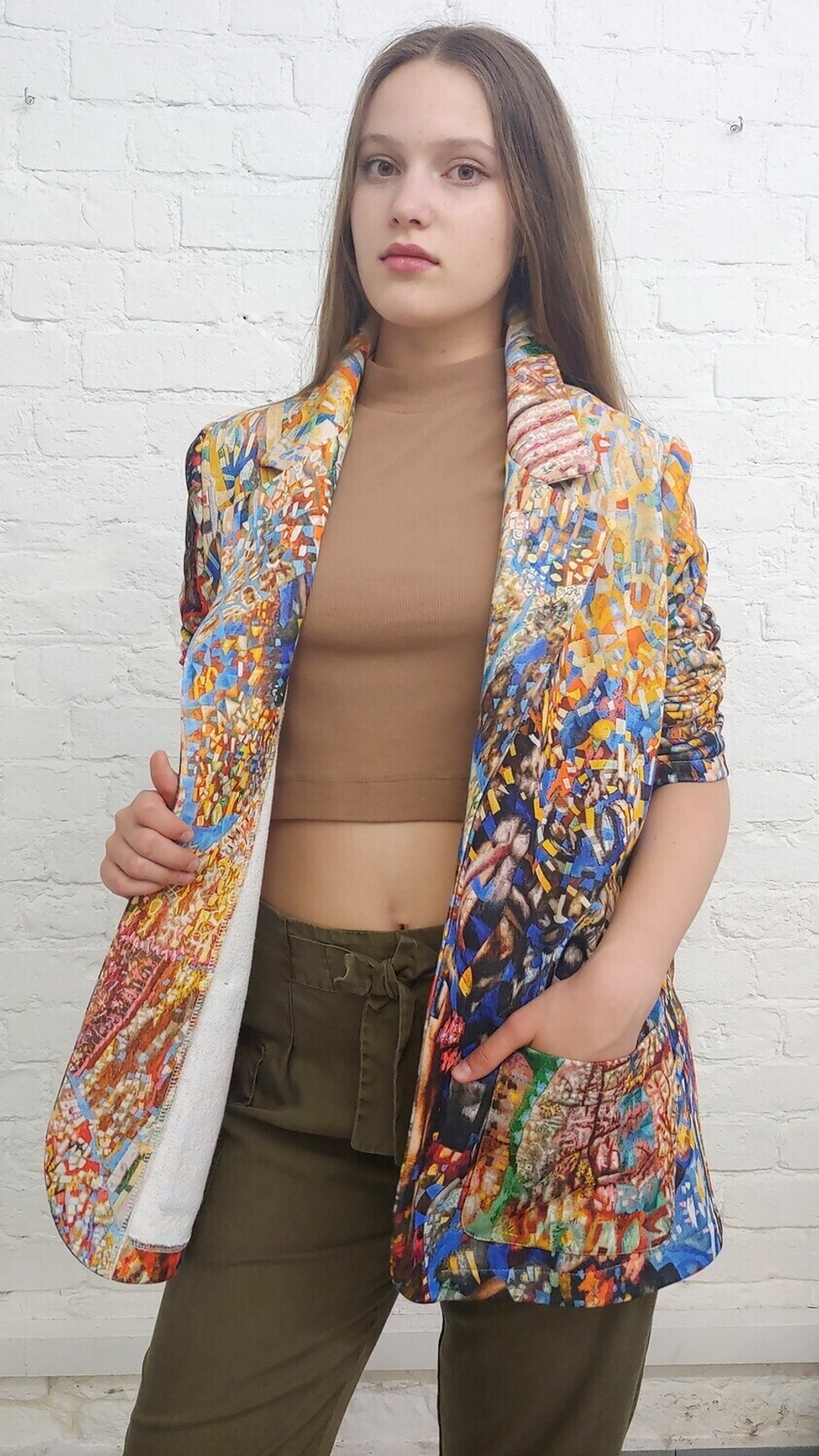 Трикотажный жакет "Формула весны", по мотивам живописного полотна Павла Филонова "Формула весны"