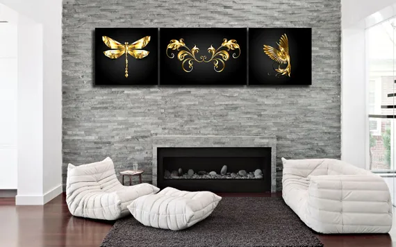 Модульная картина "Золото на черном"