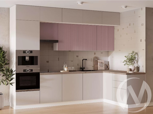 Кухня комплектация №6 (белый/шарли пинк (MF13); кашемир)
