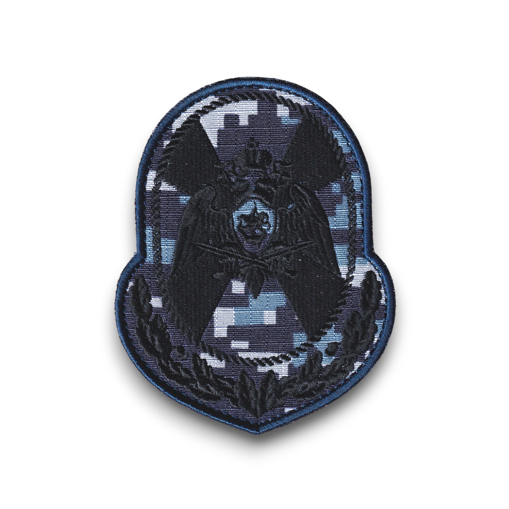 Нашивка ( Шеврон ) На Рукав Центральный Аппарат ФСВНГ Росгвардия Общая Орел Синяя Цифра Черный | ATRIBUTICASTORE.RU