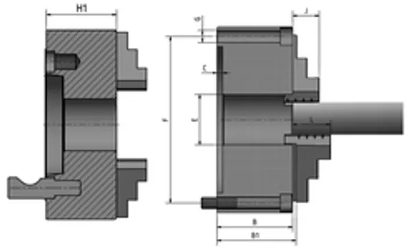 Четырёхкулачковый токарный патрон Optimum Bison Ø 250 мм Camlock ASA D1-5"