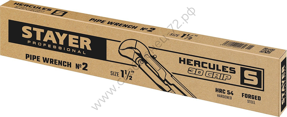 STAYER HERCULES-S, №2, 1.5″, 440 мм, Трубный ключ с изогнутыми губками (27311-2)