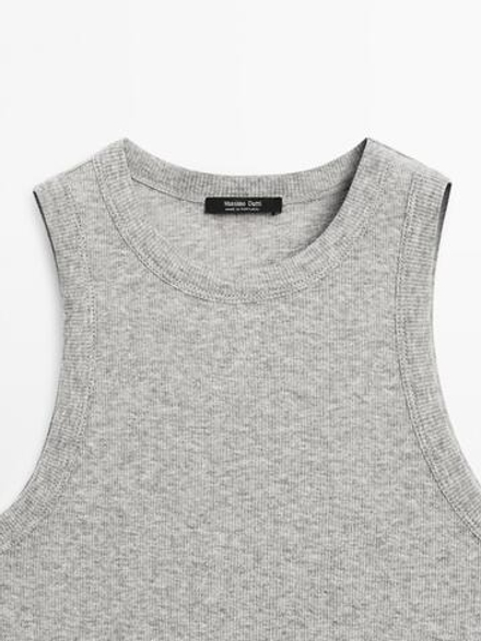Massimo Dutti Топ с воротником-халтер, серый с меланжевым эффектом