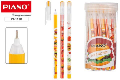 Ручка масл. шарик. 0,7мм. синий "Piano Фаст Фуд" одноразовая, цветной корпус, синий (Basir)