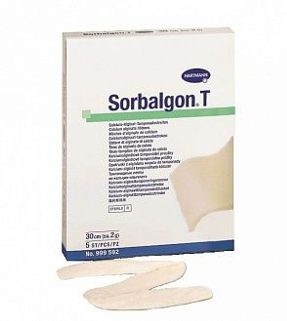 SORBALGON T - Тампонадные ленты из волокон кальция-альгината: 2г/30 см; 5 шт.