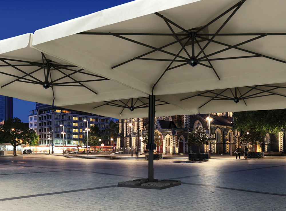 Зонт профессиональный четырехкупольный 6х6 м Scolaro Alu Poker Dark, антрацит, слоновая кость