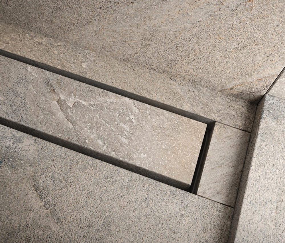 Дренажный канал 100 см TECE TECEdrainline прямой,  для укладки натурального камня, с решеткой, серебристый металлик 651000