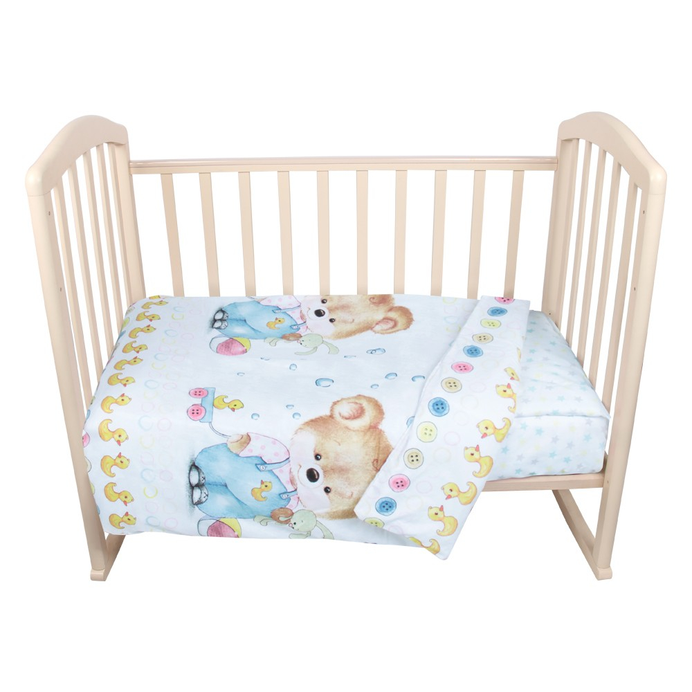 Комплект постельного белья в детскую кроватку из 3 предметов (простынь, пододеяльник, наволочка 40/60 см), 100% хлопок