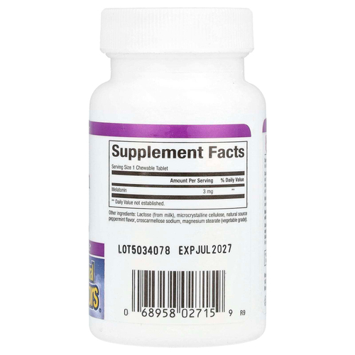 Natural Factors, Stress-Relax, мелатонин, 3 мг, 90 жевательных таблеток