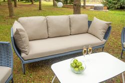 "Фиджи" лаунж-зона 5-местная плетеная из роупа (веревки), каркас алюминиевый темно-серый, роуп синий (KT18-014)