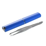 Пинцет со скошенными концами, в футляре, на блистере «Ультрамарин - классика» 9см●