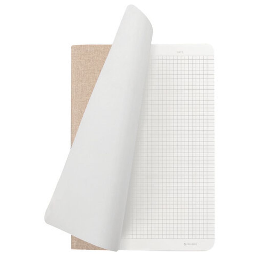 Тетрадь 48 л. в клетку обложка кожзам под рогожку, сшивка, A5 (147х210мм), БЕЖЕВЫЙ, BRAUBERG HARMONY, 403835