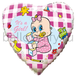 Фольгированная фигура, сердце, Младенец девочка(FM),18"/46СМ