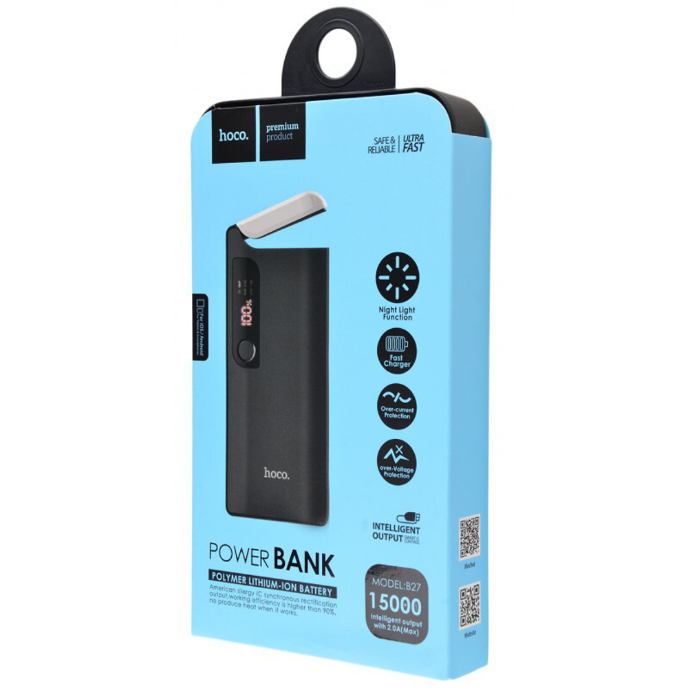 Power Bank 15000mAh, 2 USB, Hoco B27 Pusi, черный