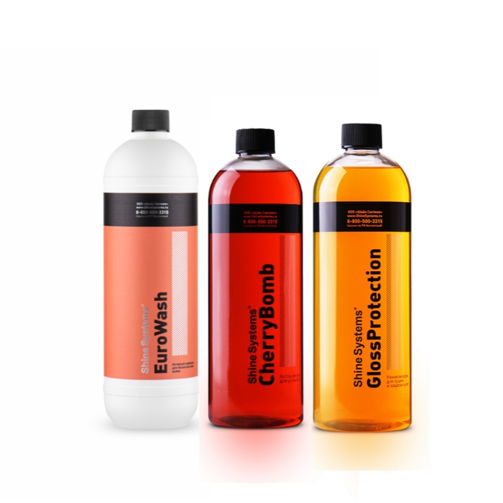 Набор автошампуней для трехфазной мойки GlossProtection + CherryBomb + EuroWash 900мл