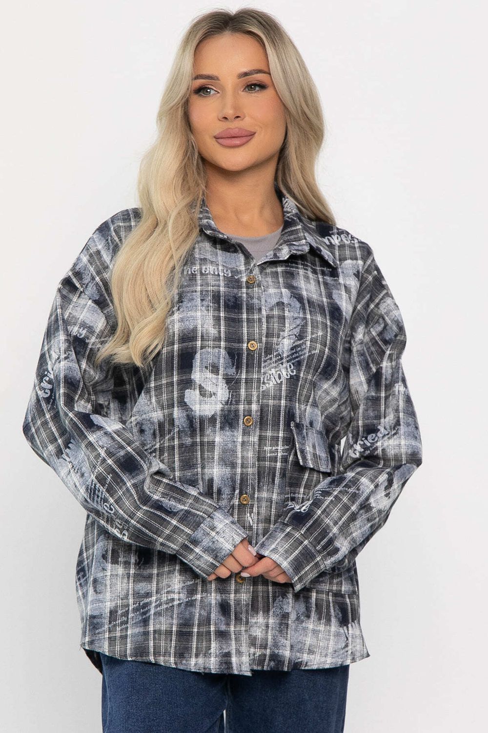 Рубашка хлопковая Шэрри (серо-синяя) Б14306-18М LT Collection