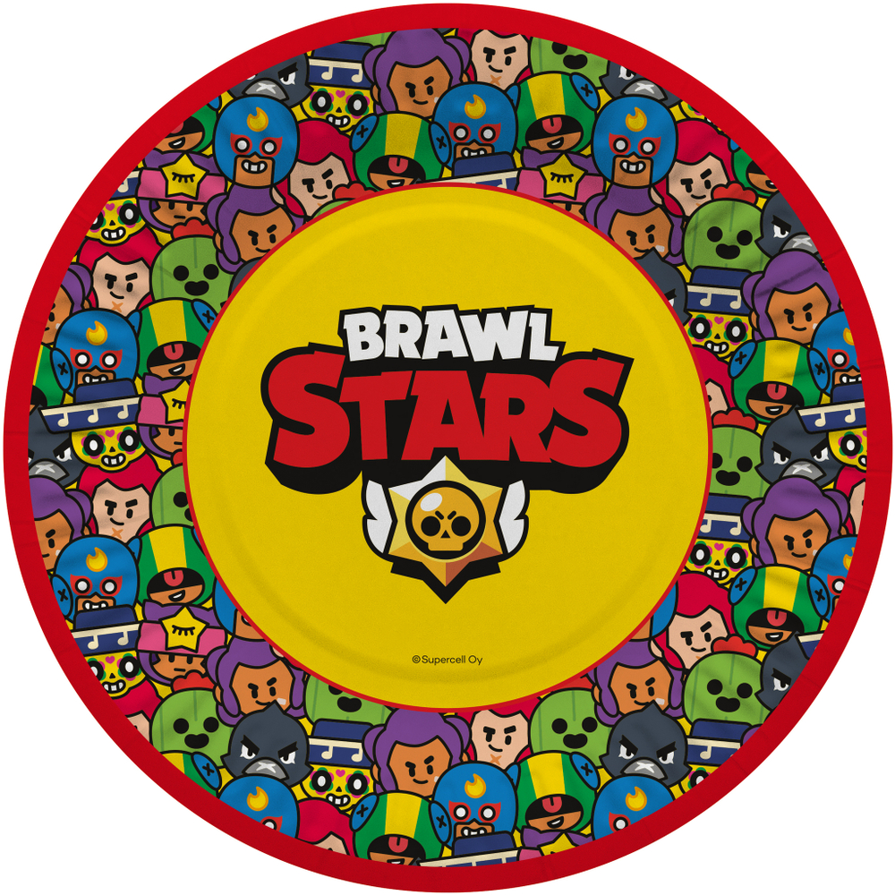 Тарелки (7''/18 см) Brawl Stars, Герои, дизайн №2, 6 шт.