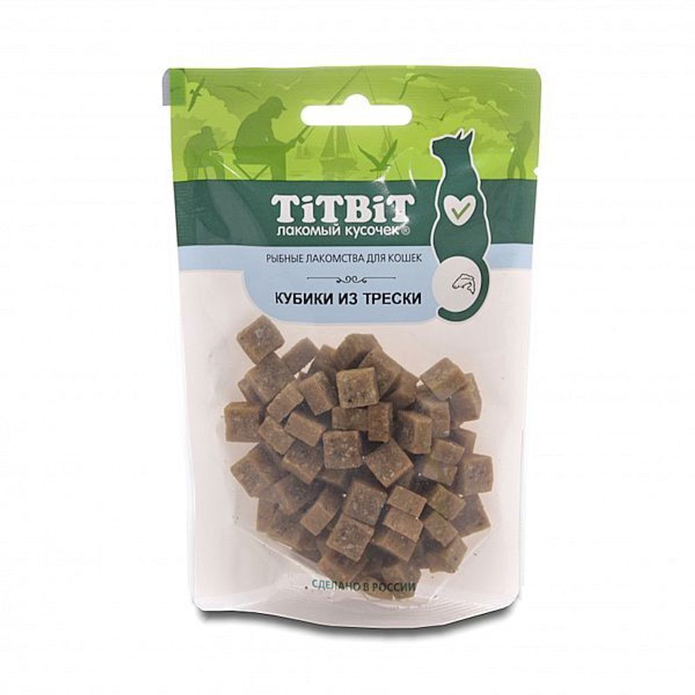 Рыбные лакомства для кошек Кубики из трески 60г 019368
