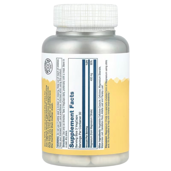 Solaray Магний Цитрат, Magnesium Citrate, 400 мг, 90 капсул 2