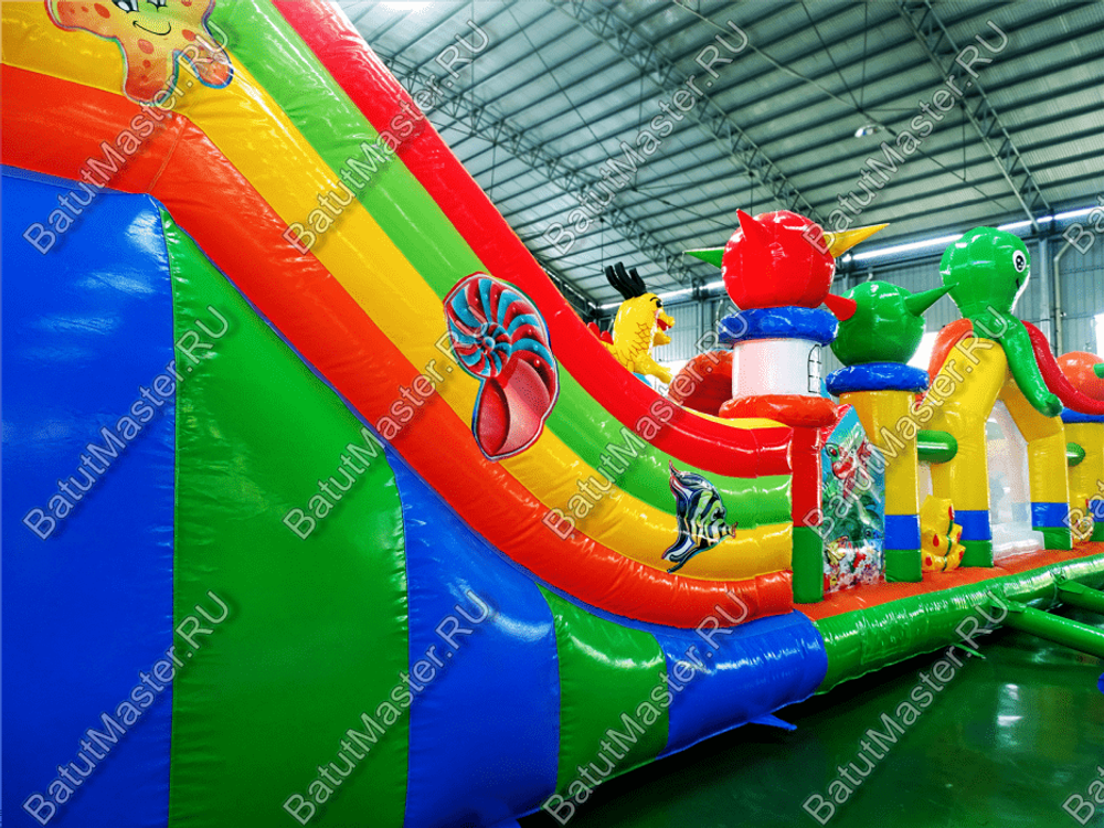 Коммерческий надувной батут "Осьминоги и драконы" 17*8*7 м