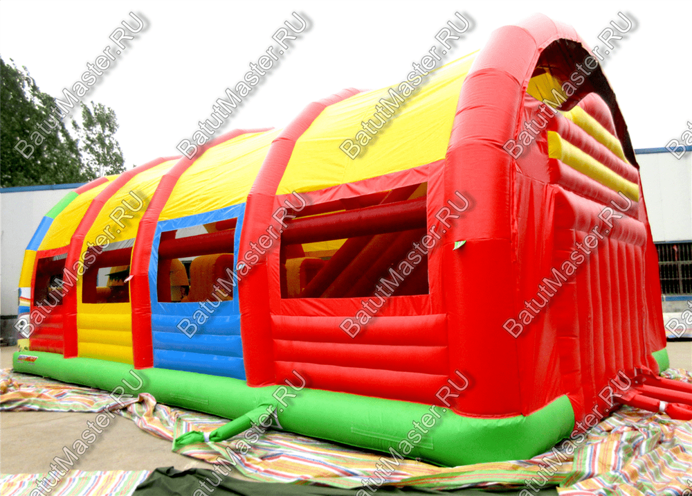 Надувной батут "Страна Сафария" с крышей и высокими горками 13*7*6 м