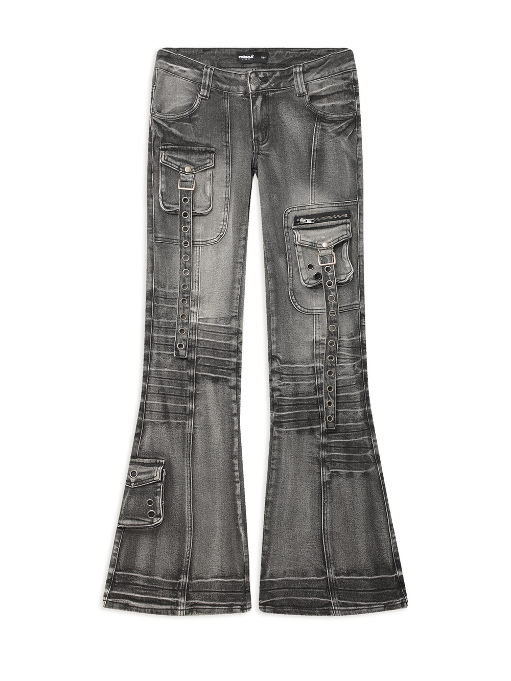 Джинсы (Regular Fit) Black Washed  Multipocket Flare Jeans