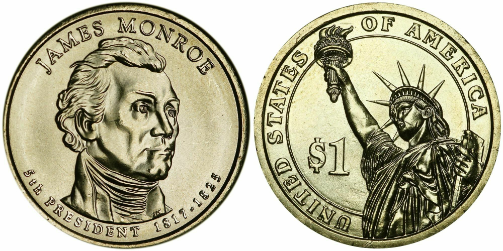 США 1 доллар 2008 Президент 5 - Джеймс Монро (1817-1825)