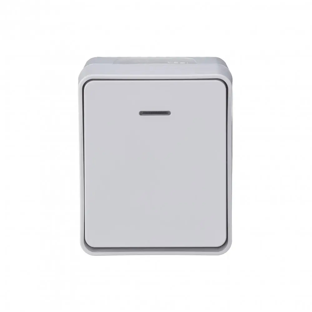 ATLASDESIGN PROFI IP54 О/У 1-клавишный ВЫКЛЮЧАТЕЛЬ с подсветкой, сх.1а, 10АХ, БЕЛЫЙ