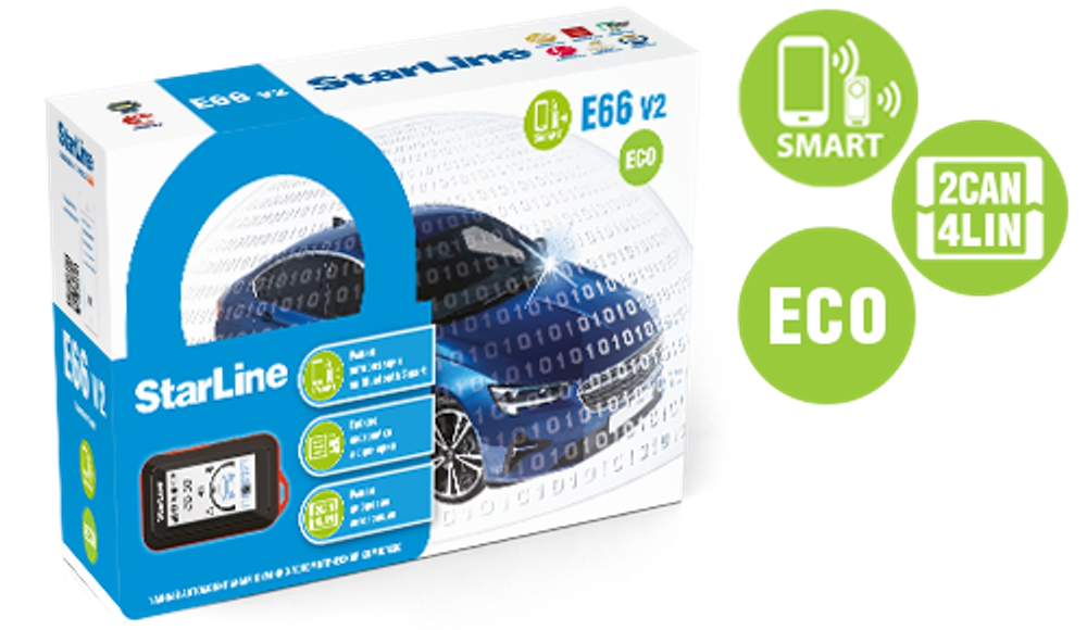 Автосигнализация StarLine E66 V2 BT 2CAN 4LIN ECO