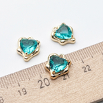 Подвеска Сердце, цвет золото + ультрамарин, размер 13*10 мм, цена за 1 шт