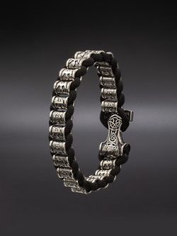 Браслет скандинавский вороны с молотом Тора металл мельхиор