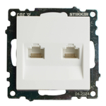 Розетка компьютерная 2-местная RJ-45 (механизм) STEKKER GLS00-7109-01 , серия Катрин, белый 50003