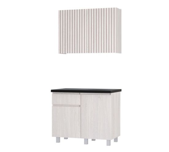 Кухня ТРЕНД 1,0м ЛДСП ясень белый (10В1-2;10Р2-2,С1000-38мм черн.мр + фурн)/5/