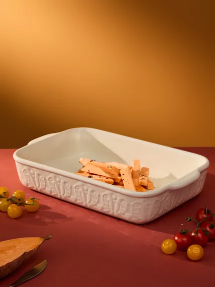 Блюдо для запекания birds of paradise, 42х27 см, кремовое