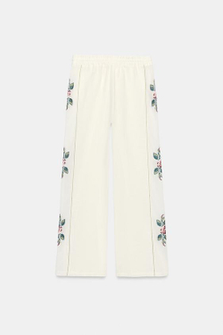 ZARA ПРЯМЫЕ БРЮКИ С ПОЛОСАМИ ПО БОКАМ, ЭКРЮ