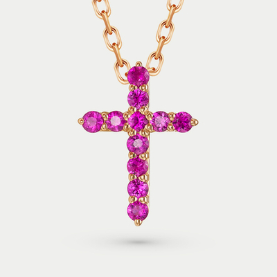 Подвеска из красного золота 585 пробы с рубинами для женщин (арт. 31285-150-12-00)