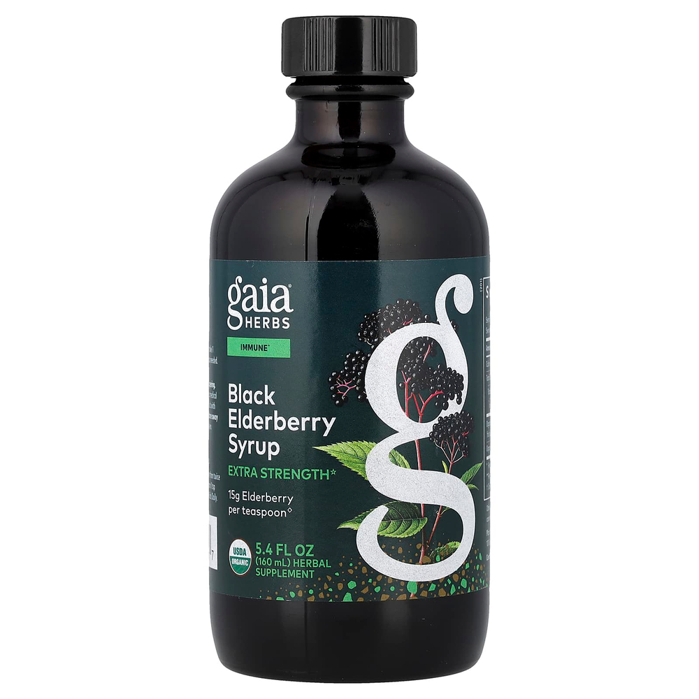 Gaia Herbs, Сироп из черной бузины, 160 мл (5,4 жидк. унц.)