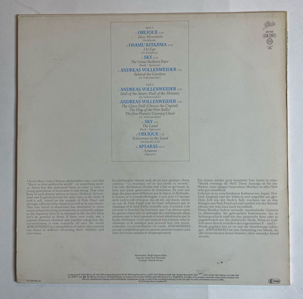 Винтажная виниловая пластинка LP Atmospheres (Holland 1986)