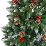 Ёлка «Морозная» 210 см, ПВХ с шишками,ягодами и белым напылением (1153 веток)