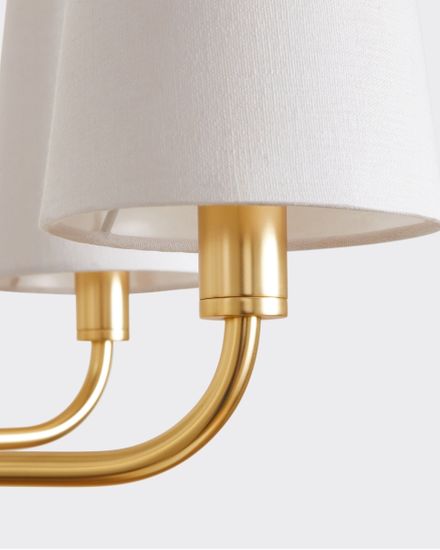 Золотая люстра “Ансель” с белыми абажурами