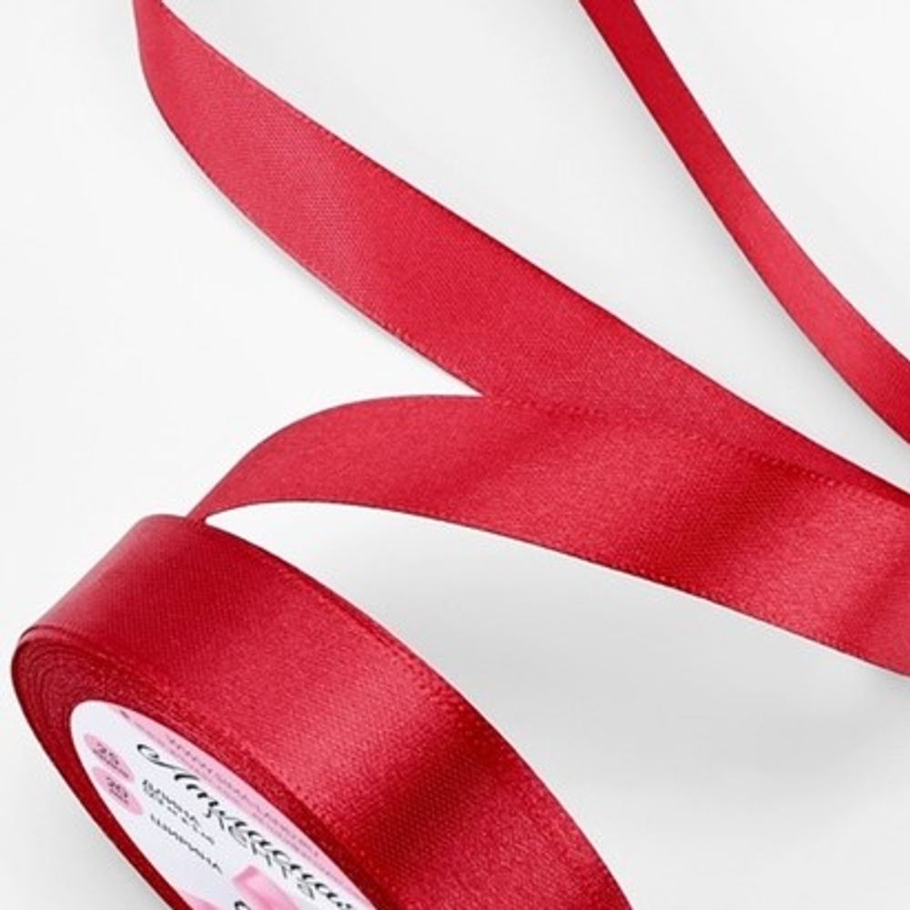 Лента атласная 2 см Бургундская красная (№33), 22 м