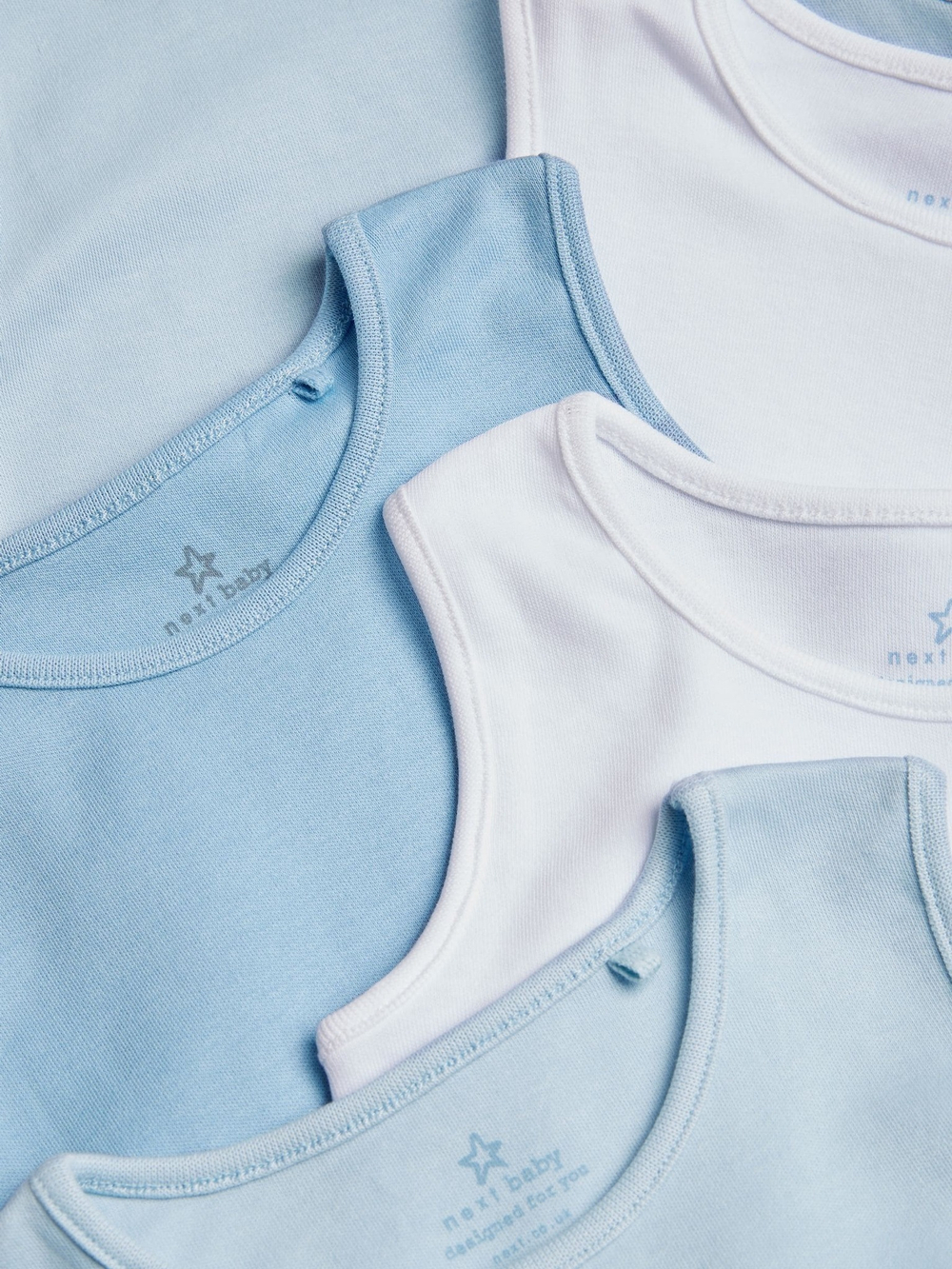 Боди без рукавов для малышей Next 729-811, 5 шт., Белый, Синий