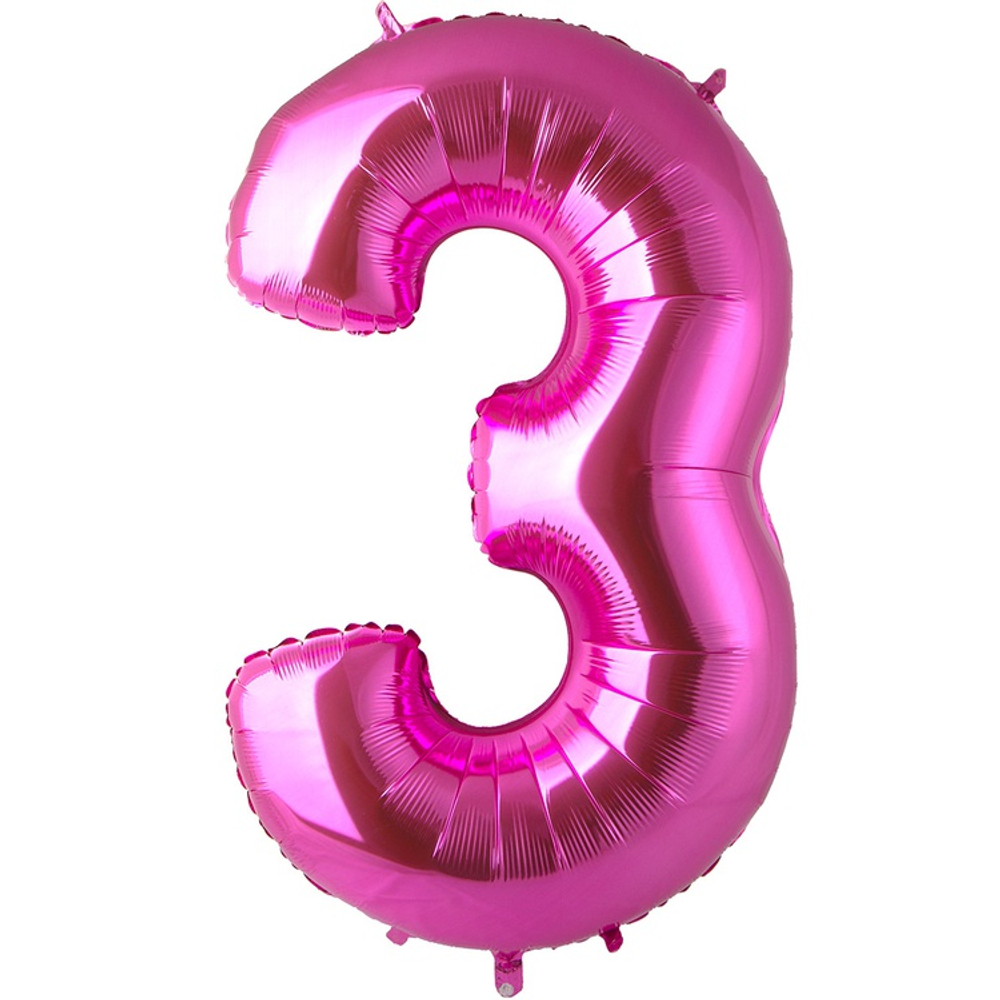 Шар фольгированный Цифра 3 101 см (Розовый)