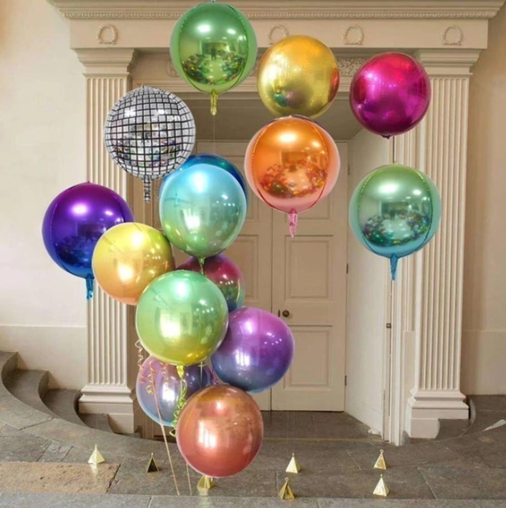Шар (22''/56 см) Сфера 3D, Диско, Серебро