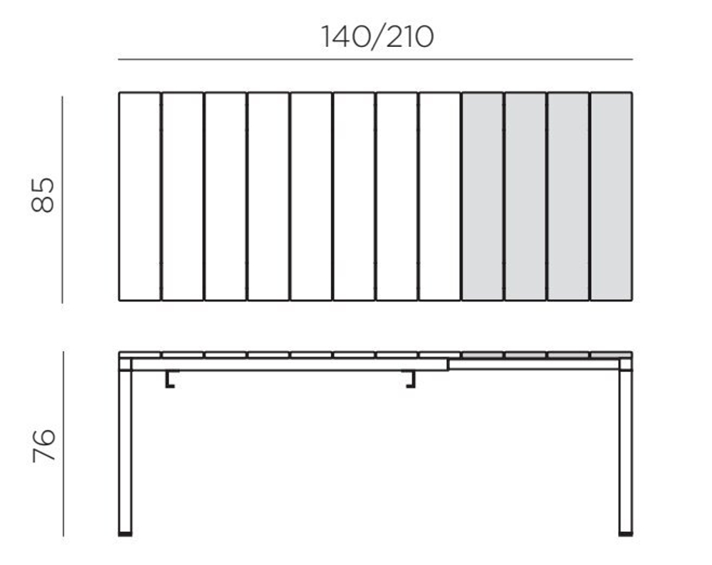 Стол пластиковый раздвижной Nardi Rio 140 Extensibile, антрацит