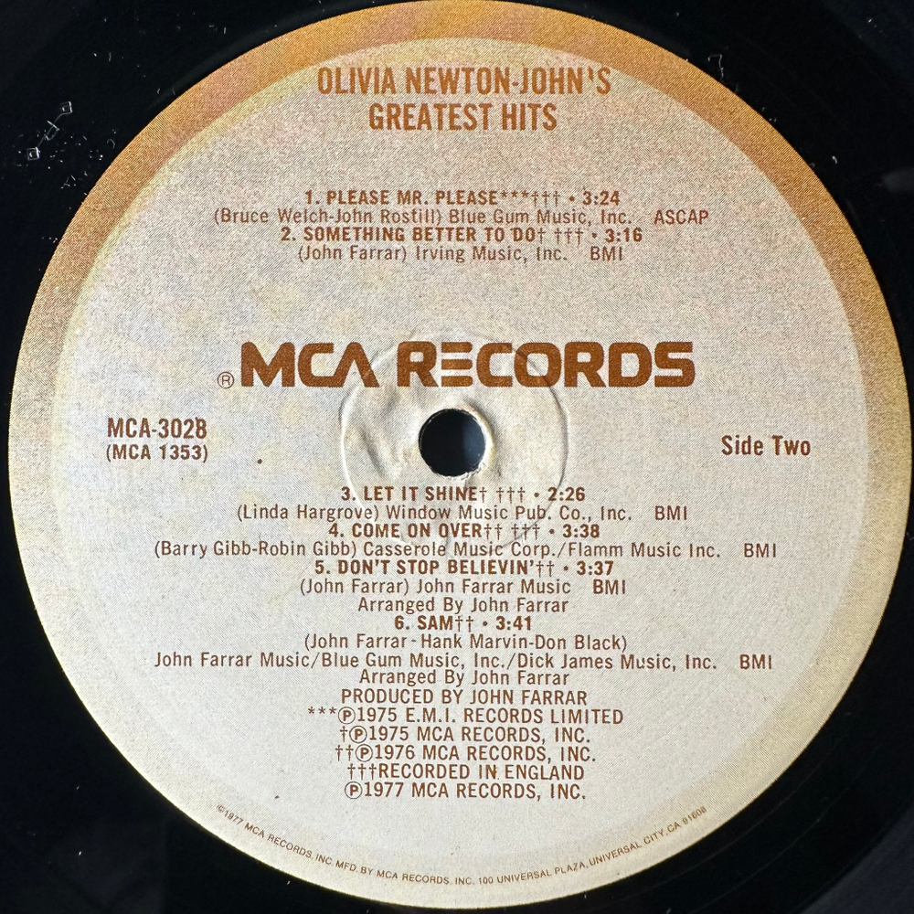 Olivia Newton-John ‎– Olivia Newton-John's Greatest Hits (США 1977г.)