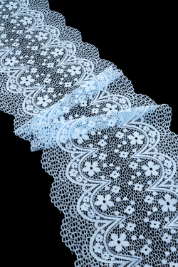 Эластичное кружево светло-голубое ширина 19.5 см ОТРЕЗ 0,45 м