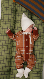 Комбинезон вязаный (клетка терракот)