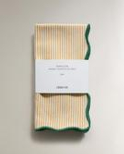 ZARA HOME НАБОР САЛФЕТОК В ПОЛОСКУ С ФЕСТОНАМИ (2 ШТ.), ЖЕЛТЫЙ