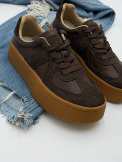 Кроссовки женские натуральная кожа арт. 9009-2 цвет "коричневый"